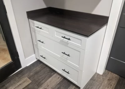 Recent Projects - White Drawers with Cherry Chocolate Countertop