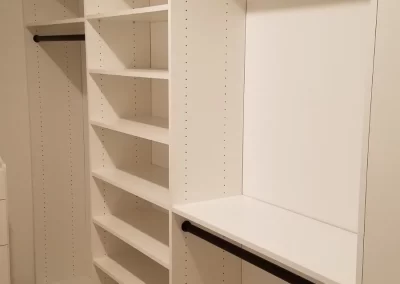 Custom Walk-in Closet In Almond Color with Double Clothes Hanging Space