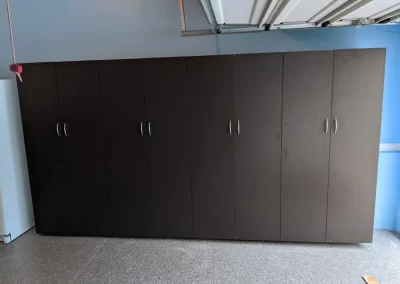 Custom Garage Storage Cabinets Charcoal Gray with Chrome Handles