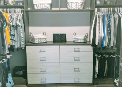 Custom Walk-in Closet System with Drawers, Shelves and hanging space