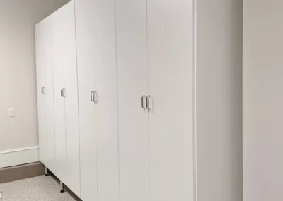 Custom Garage Storage Cabinets White With Chrome Handles